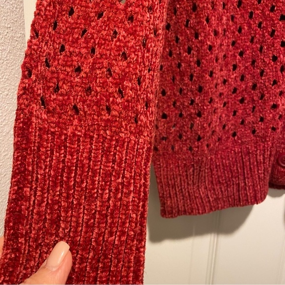 BCBG Women's Cardigan Red Sweater See through Cozy New size small - Picture 8 of 13